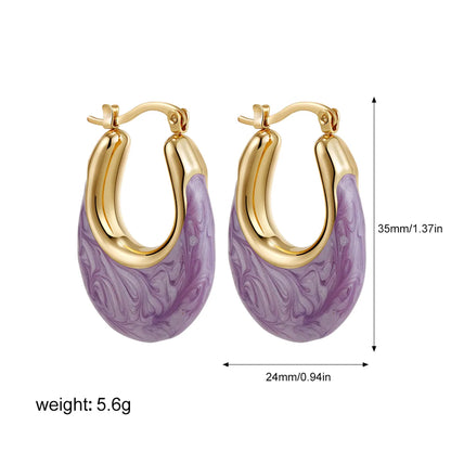 1 Pair Classical Retro Oval 201 Stainless Steel Earrings