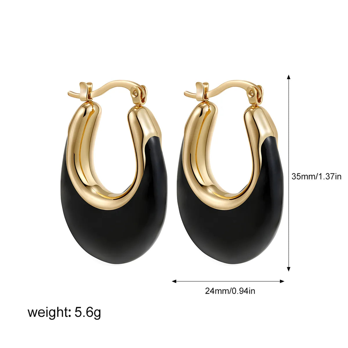 1 Pair Classical Retro Oval 201 Stainless Steel Earrings