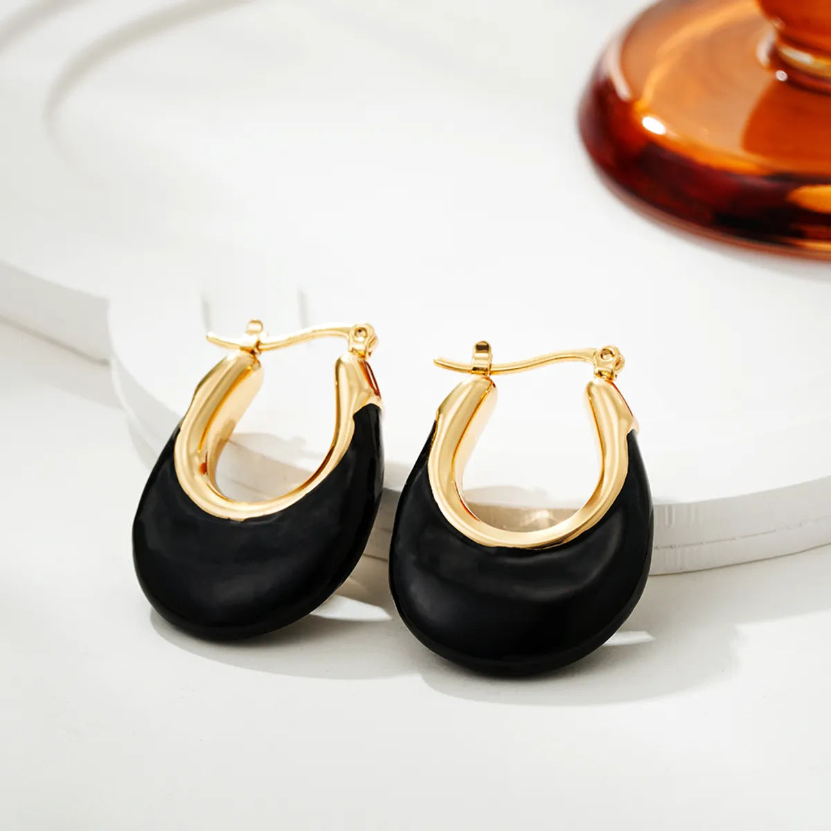 1 Pair Classical Retro Oval 201 Stainless Steel Earrings