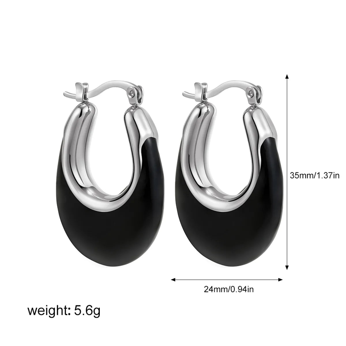 1 Pair Classical Retro Oval 201 Stainless Steel Earrings