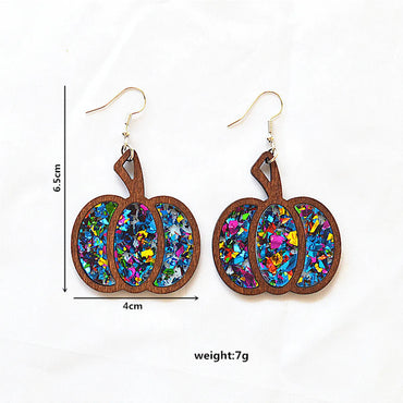 1 Pair Classical Retro Vintage Style Pumpkin Arylic Wood Drop Earrings