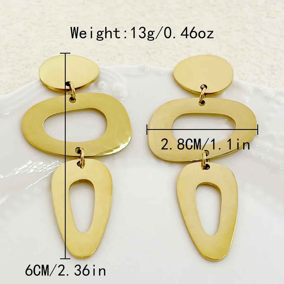 1 Pair Classical Roman Style Solid Color Plating Hollow Out Stainless Steel Gold Plated Drop Earrings