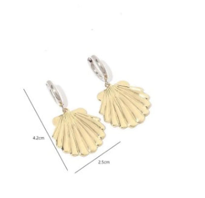 1 Pair Classical Shell Polishing Stainless Steel 18K Gold Plated Drop Earrings