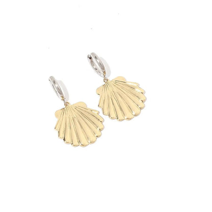 1 Pair Classical Shell Polishing Stainless Steel 18K Gold Plated Drop Earrings