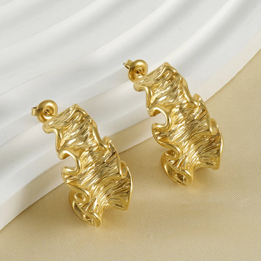 1 Pair Classical Simple Style C Shape Irregular Plating Stainless Steel 18k Gold Plated Ear Studs