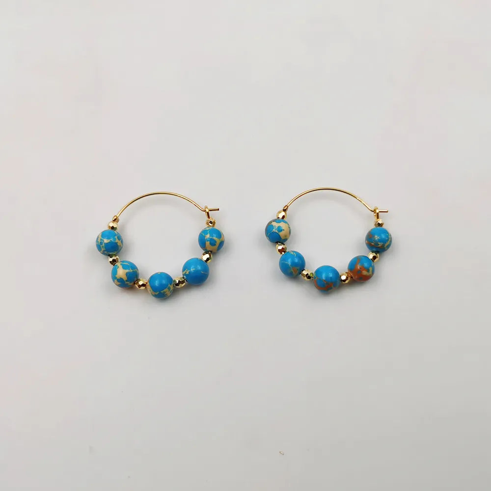 1 Pair Classical Simple Style Classic Style Geometric Beaded Handmade Copper Gold Plated Earrings