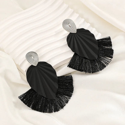 1 Pair Classical Simple Style Water Droplets Tassel Alloy Drop Earrings