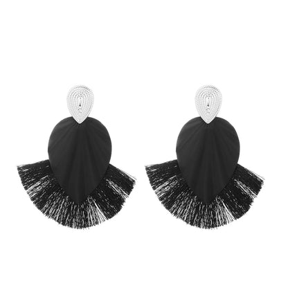 1 Pair Classical Simple Style Water Droplets Tassel Alloy Drop Earrings