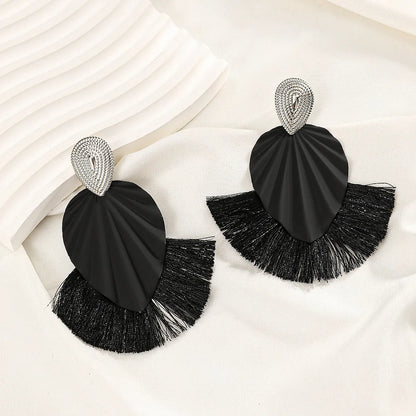 1 Pair Classical Simple Style Water Droplets Tassel Alloy Drop Earrings