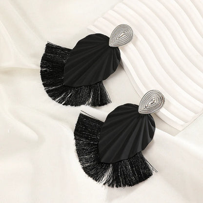 1 Pair Classical Simple Style Water Droplets Tassel Alloy Drop Earrings