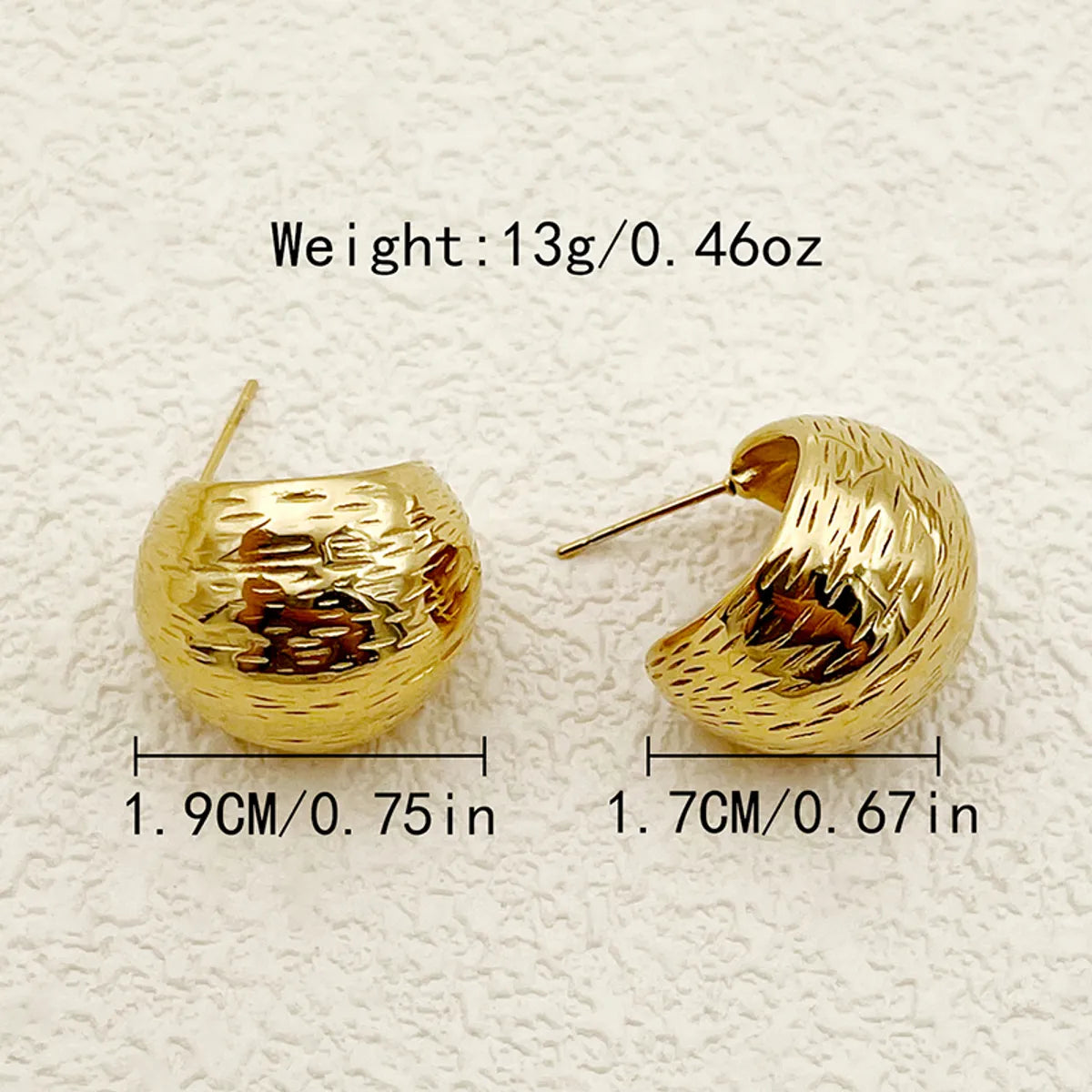 1 Pair Classical Solid Color Plating 304 Stainless Steel 14K Gold Plated Ear Studs