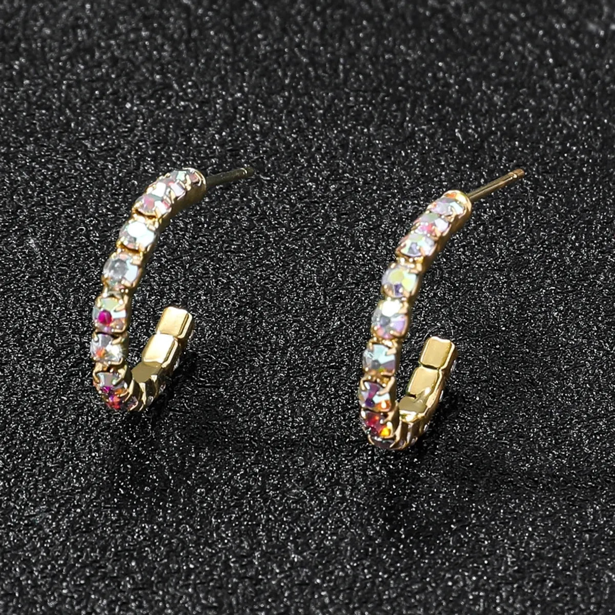 1 Pair Commute C Shape Inlay Alloy Rhinestones Earrings