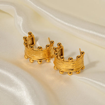 1 Pair Commute C Shape Plating Stainless Steel 18k Gold Plated Earrings