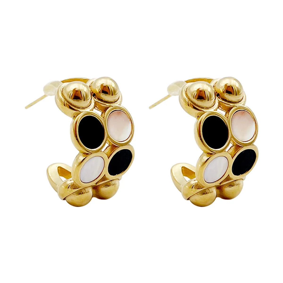 1 Pair Commute C Shape Plating 304 Stainless Steel Shell 14K Gold Plated Ear Studs