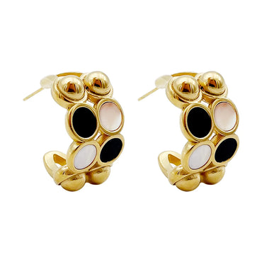 1 Pair Commute C Shape Plating 304 Stainless Steel Shell 14K Gold Plated Ear Studs