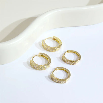 1 Pair Commute Circle Copper Plating Inlay Zircon Gold Plated Hoop Earrings