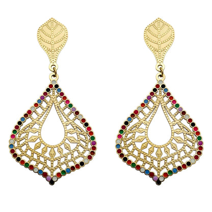 1 Pair Commute Color Block Plating Stainless Steel Gold Plated Drop Earrings