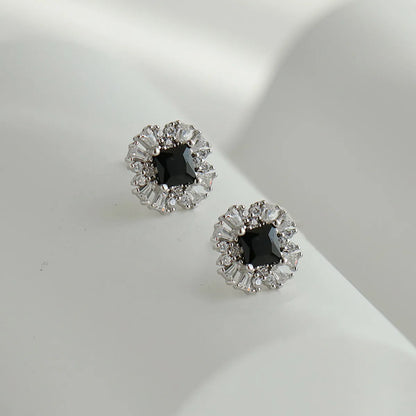 1 Pair Commute Flower Plating Inlay Sterling Silver Zircon 14k Gold Plated Ear Studs