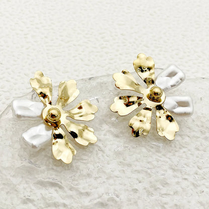 1 Pair Commute Flower Plating Stainless Steel Gold Plated Ear Studs