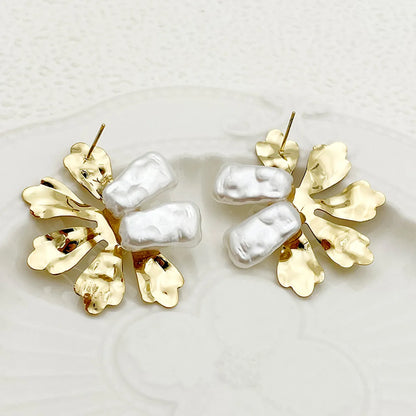 1 Pair Commute Flower Plating Stainless Steel Gold Plated Ear Studs