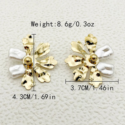 1 Pair Commute Flower Plating Stainless Steel Gold Plated Ear Studs