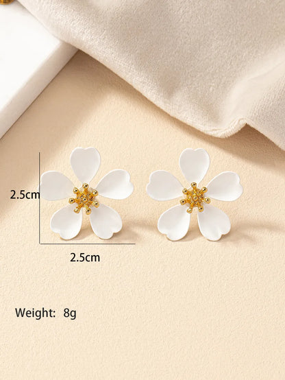 1 Pair Commute Flower Spray Paint Alloy Alloy Ear Studs