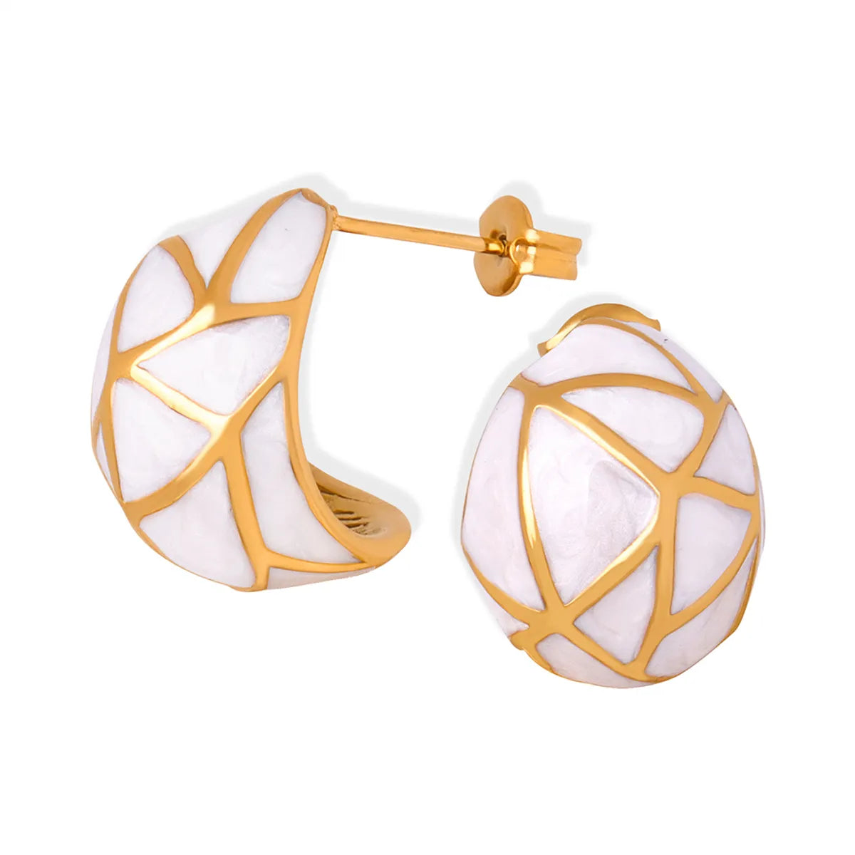 1 Pair Commute Geometric Enamel Plating Titanium Steel 18k Gold Plated Ear Studs