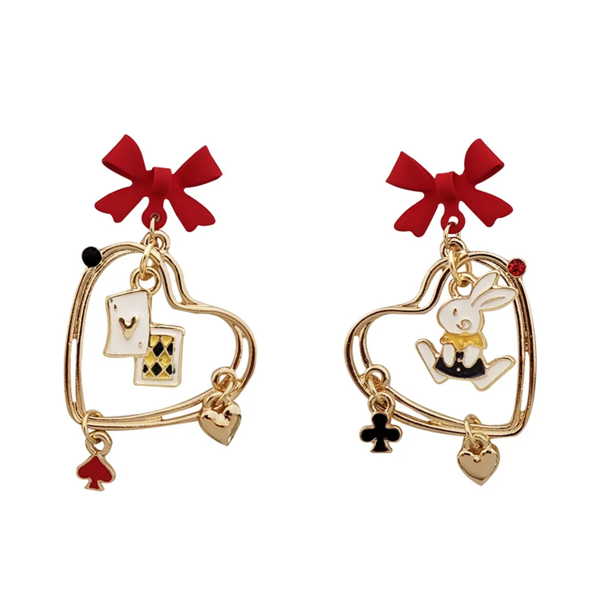 1 Pair Commute Heart Shape Enamel Alloy Drop Earrings