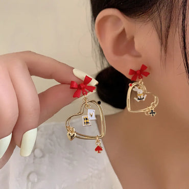 1 Pair Commute Heart Shape Enamel Alloy Drop Earrings