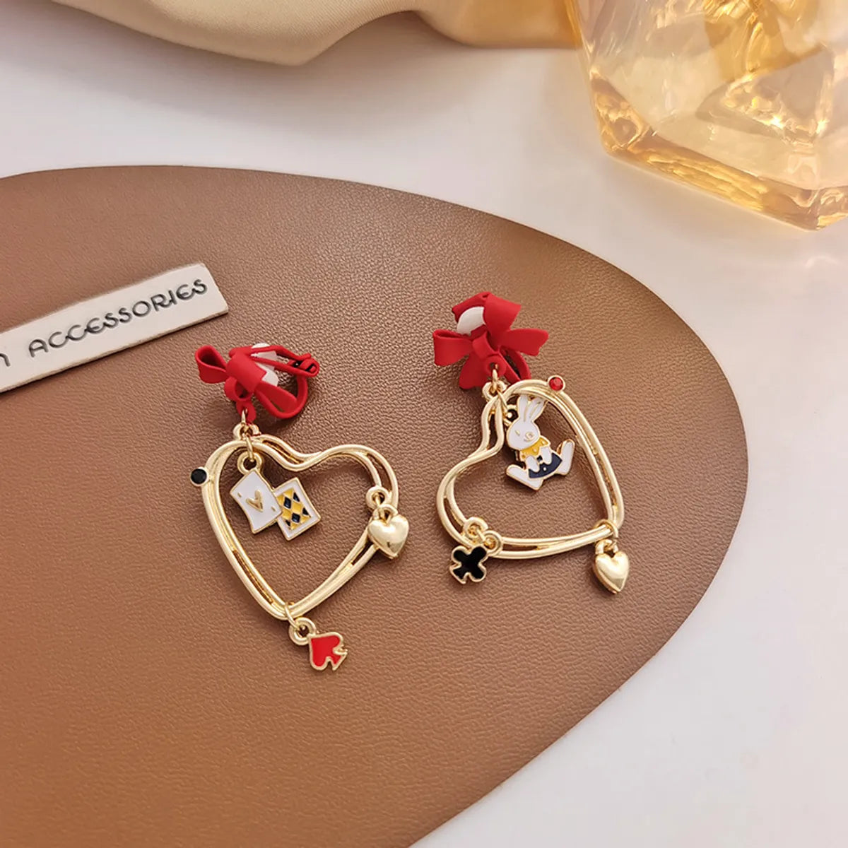 1 Pair Commute Heart Shape Enamel Alloy Drop Earrings