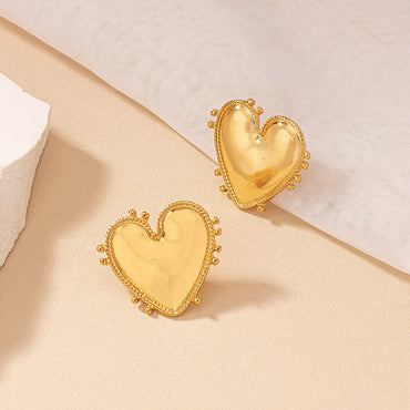 1 Pair Commute Heart Shape Plating Alloy Gold Plated Ear Studs