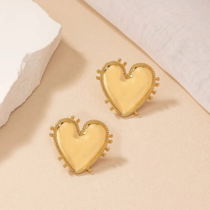 1 Pair Commute Heart Shape Plating Alloy Gold Plated Ear Studs