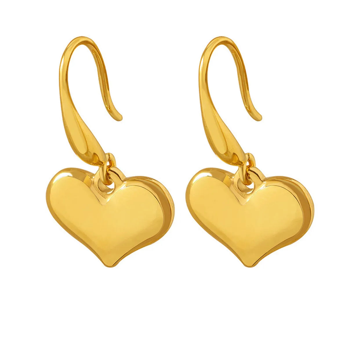 1 Pair Commute Heart Shape Plating 304 Stainless Steel 18K Gold Plated Drop Earrings