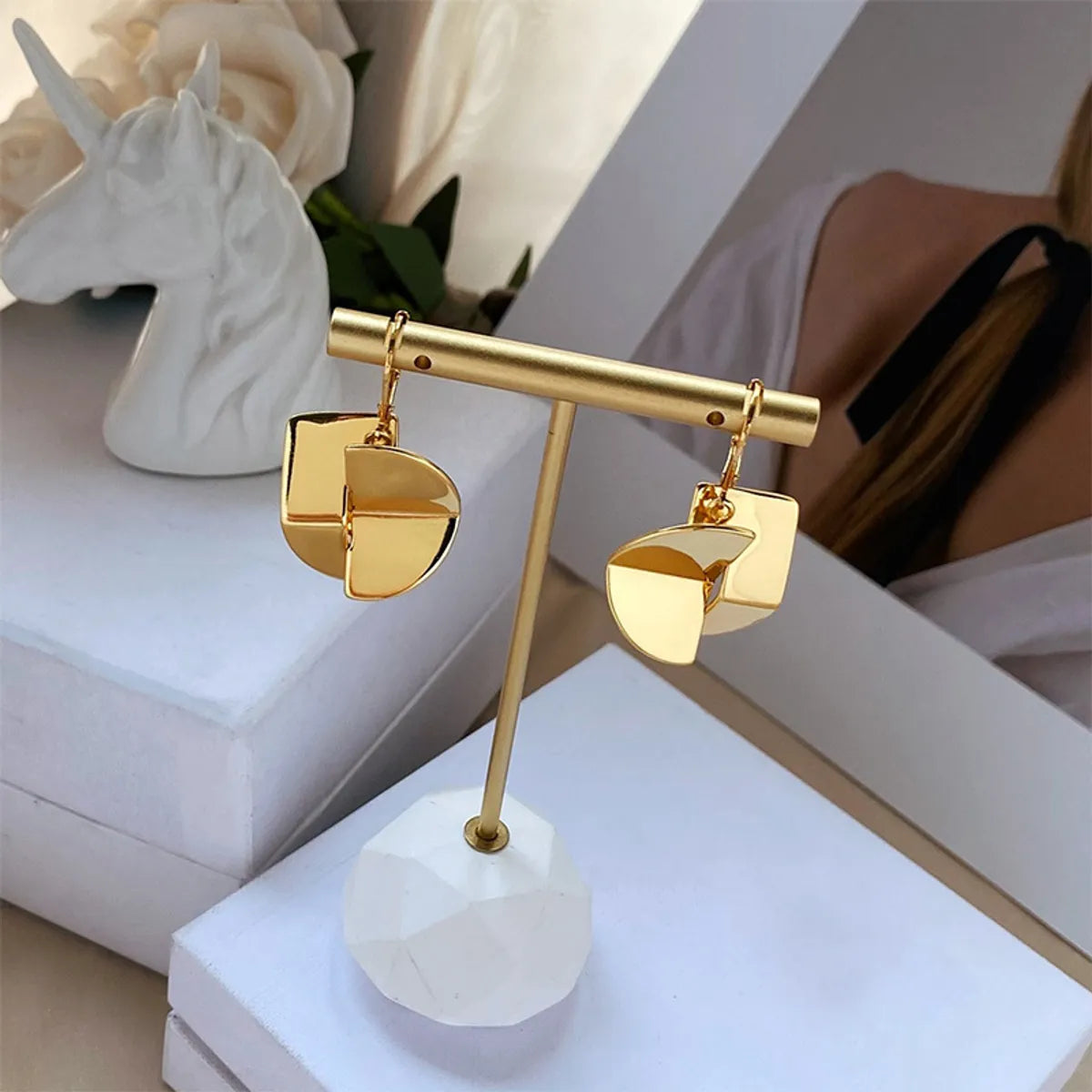 1 Pair Commute Irregular Irregular Copper 18K Gold Plated Drop Earrings