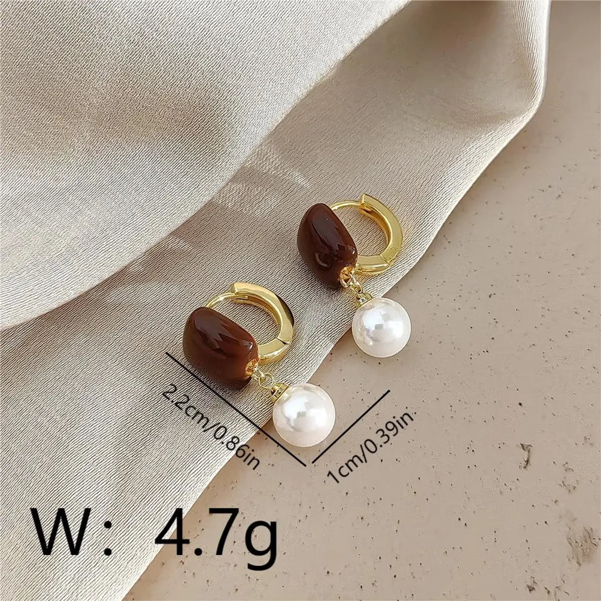 1 Pair Commute Korean Style Geometric Enamel Inlay Copper Artificial Pearls 14K Gold Plated Drop Earrings