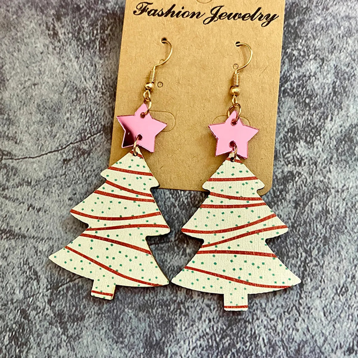 1 Pair Commute Leaf Printing Wood Drop Earrings