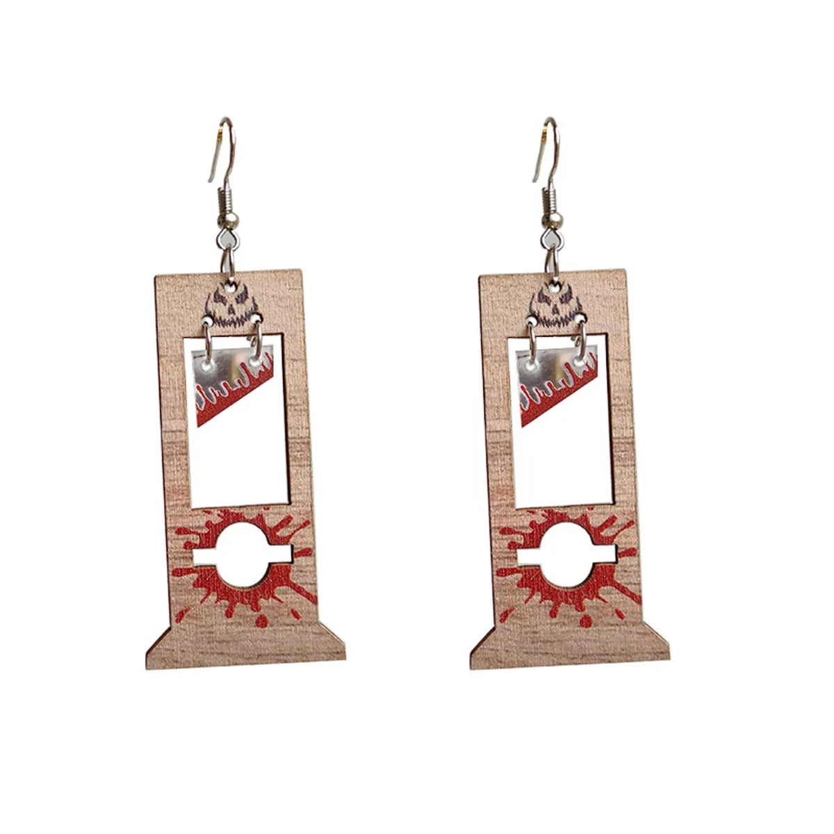 1 Pair Commute Letter Printing Wood Drop Earrings