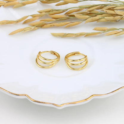 1 Pair Commute Round Plating Sterling Silver Gold Plated Earrings