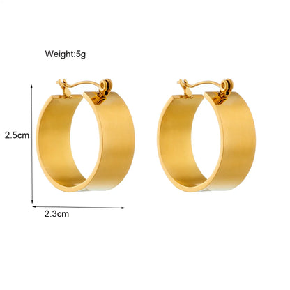 1 Pair Commute Round Plating Titanium Steel 18k Gold Plated Hoop Earrings