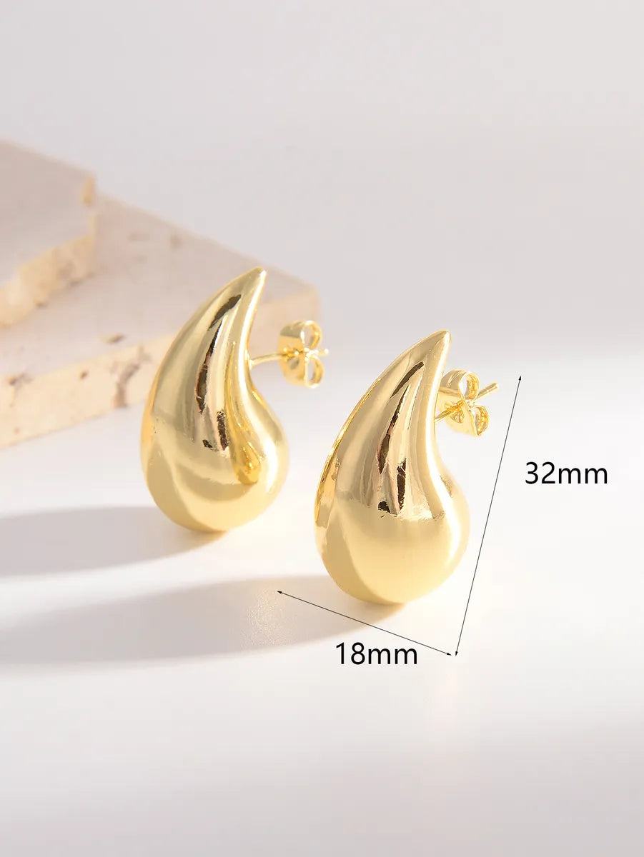 1 Pair Commute Solid Color Plating Copper 18k Gold Plated Ear Studs