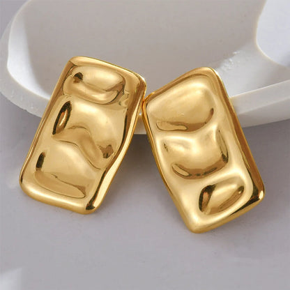 1 Pair Commute Solid Color Plating Stainless Steel 18k Gold Plated Ear Studs