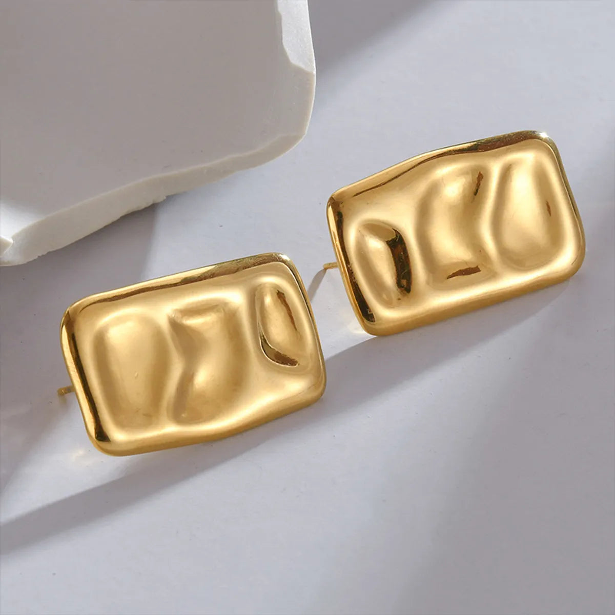 1 Pair Commute Solid Color Plating Stainless Steel 18k Gold Plated Ear Studs