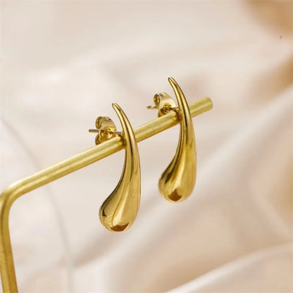 1 Pair Commute Solid Color Plating Stainless Steel 18k Gold Plated Ear Studs