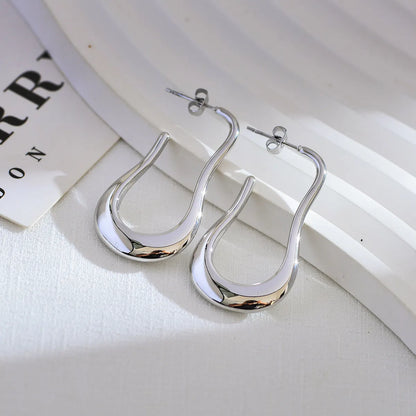 1 Pair Commute Solid Color Plating Stainless Steel 18k Gold Plated Earrings