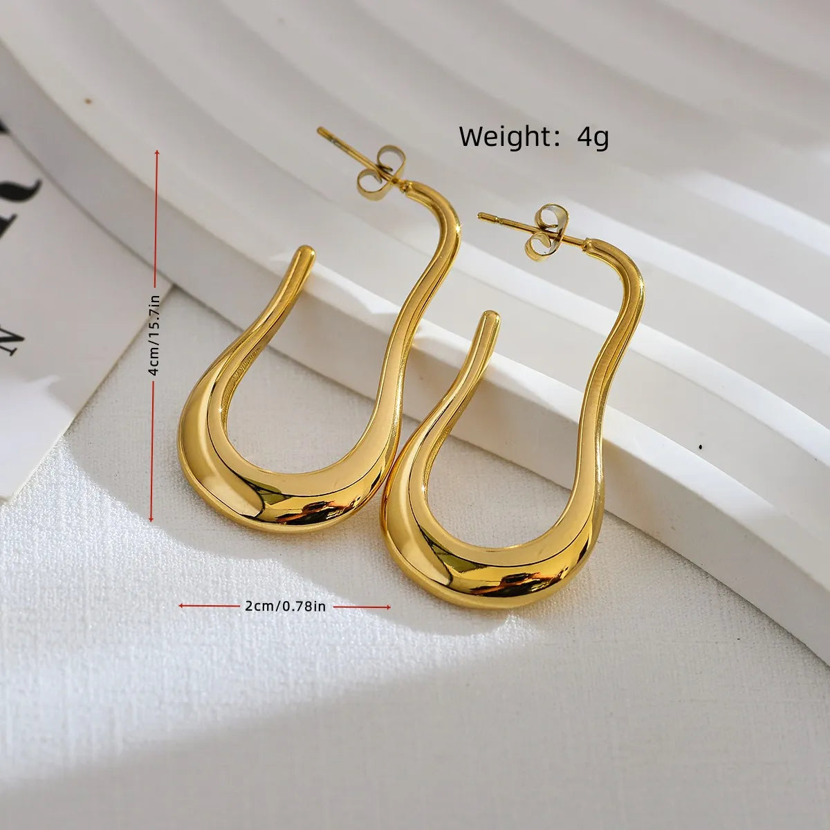 1 Pair Commute Solid Color Plating Stainless Steel 18k Gold Plated Earrings