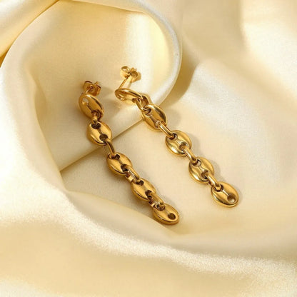 1 Pair Commute Solid Color Plating Stainless Steel Gold Plated Drop Earrings