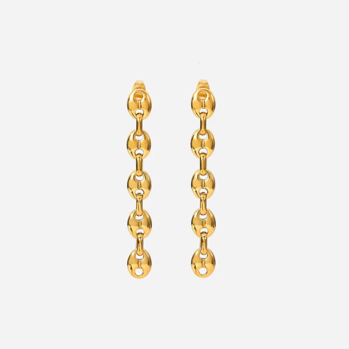 1 Pair Commute Solid Color Plating Stainless Steel Gold Plated Drop Earrings