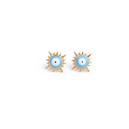 1 Pair Commute Sun Eye Enamel Plating Stainless Steel 18k Gold Plated Ear Studs