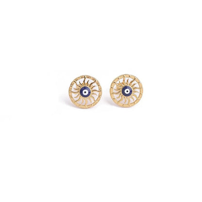 1 Pair Commute Sun Eye Enamel Plating Stainless Steel 18k Gold Plated Ear Studs