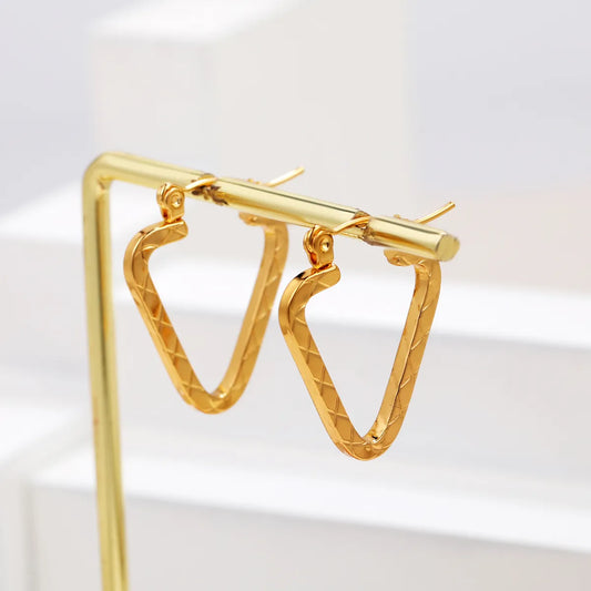 1 Pair Commute Triangle Plating Stainless Steel 18k Gold Plated Hoop Earrings